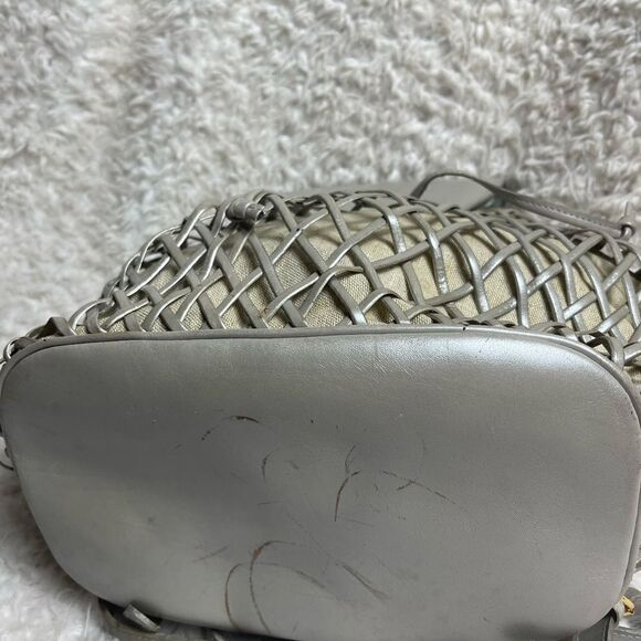 Specis leather gray cage & canvas lining medium backpack drawstring clos…